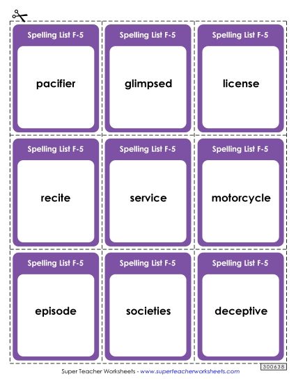 Flashcards - Flashcards (F-5) (Printable PDF Worksheet)