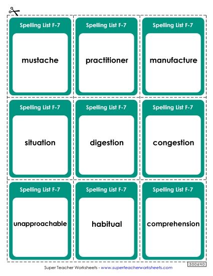 Flashcards - Flashcards (F-7)  (Printable PDF Worksheet)