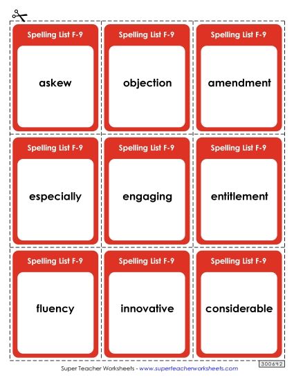 Flashcards - Flashcards (F-9)  (Printable PDF Worksheet)