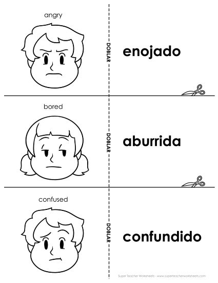 Feelings/Emotions (Sentimientos/Emociones) - Flashcards: Feelings/Emotions (Printable PDF Worksheet)