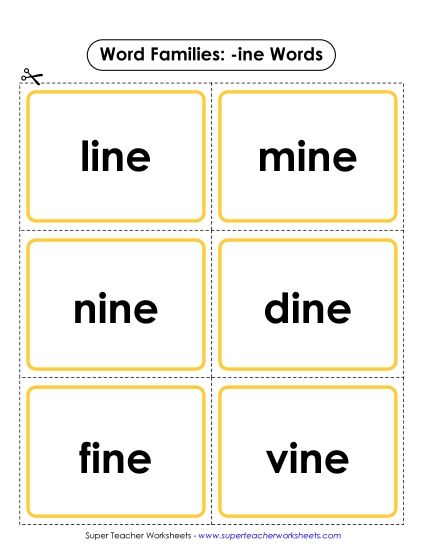 Word Slider, Flashcards, and Word Wheel - Flashcards (-ine) (Printable PDF Worksheet)