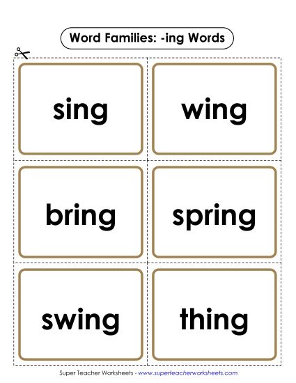 Word Slider, Flashcards, and Word Wheel - Flashcards (-ing) (Printable PDF Worksheet)