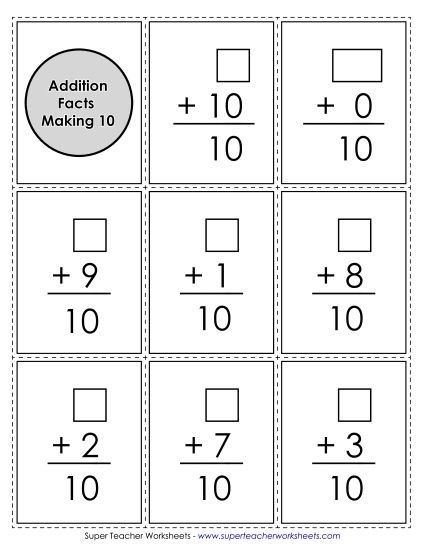 Flash Cards - Flashcards: Making 10 (Printable PDF Worksheet)
