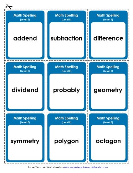 Flashcards - Flashcards (Math) (Printable PDF Worksheet)