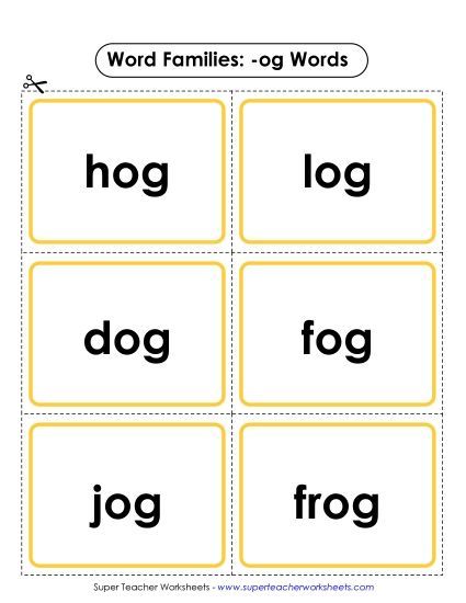 Word Slider, Flashcards, and Word Wheel - Flashcards (-og) (Printable PDF Worksheet)
