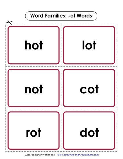 Word Slider, Flashcards, and Word Wheel - Flashcards (-ot) (Printable PDF Worksheet)