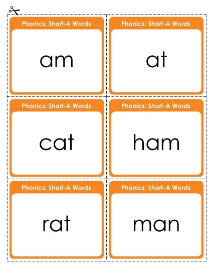 Flashcards and Word Wheels - Flashcards (Short A) (Printable PDF Worksheet)