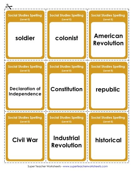 Flashcards - Flashcards (Social Studies) (Printable PDF Worksheet)