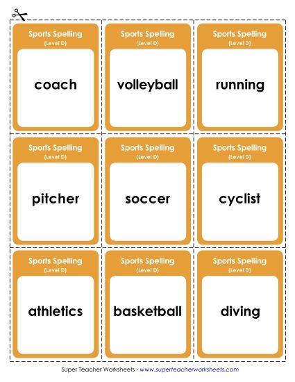 Flashcards - Flashcards (Sports) (Printable PDF Worksheet)