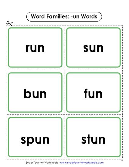 Word Slider, Flashcards, and Word Wheel - Flashcards (-un) (Printable PDF Worksheet)