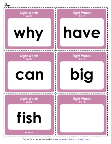 Reading Practice Tools - Flashcards (Unit 12) (Printable PDF Worksheet)