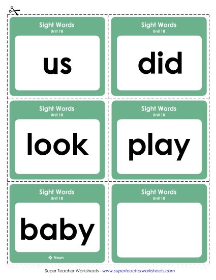 Reading Practice Tools - Flashcards (Unit 18) (Printable PDF Worksheet)