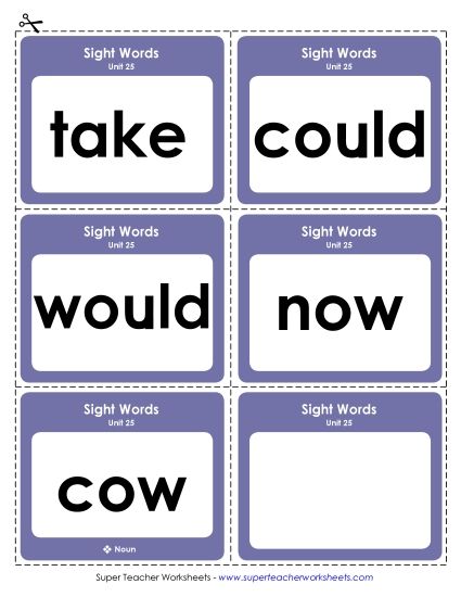 Reading Practice Tools - Flashcards (Unit 25) (Printable PDF Worksheet)
