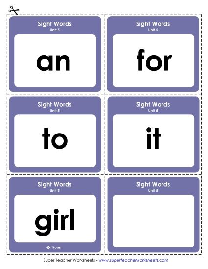 Reading Practice Tools - Flashcards (Unit 5) (Printable PDF Worksheet)