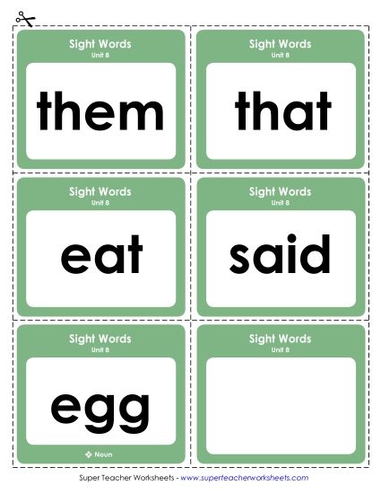 Reading Practice Tools - Flashcards (Unit 8) (Printable PDF Worksheet)
