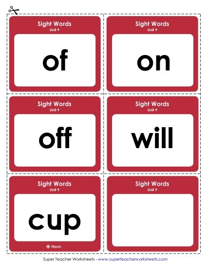 Reading Practice Tools - Flashcards (Unit 9) (Printable PDF Worksheet)