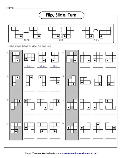 Flips, Slides, Turns - 3 (Printable PDF Worksheet)