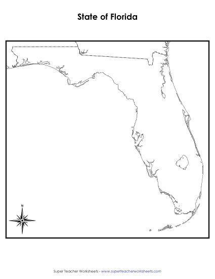 Maps - Florida: Blank Map (Printable PDF Worksheet)