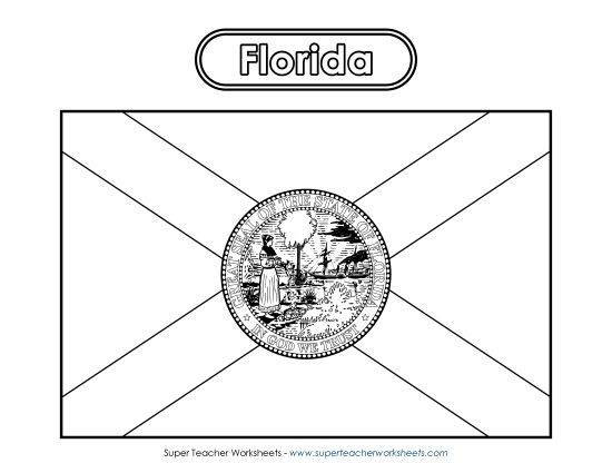 Flags & Seals - Florida Flag Coloring Page (Printable PDF Worksheet)