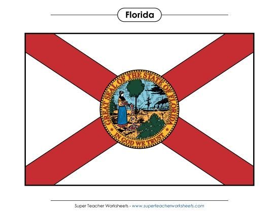 Flags & Seals - Florida State Flag (Full-Color Version) (Printable PDF Worksheet)