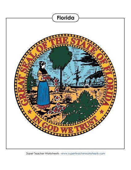 Flags & Seals - Florida State Seal (Full-Color Version) (Printable PDF Worksheet)