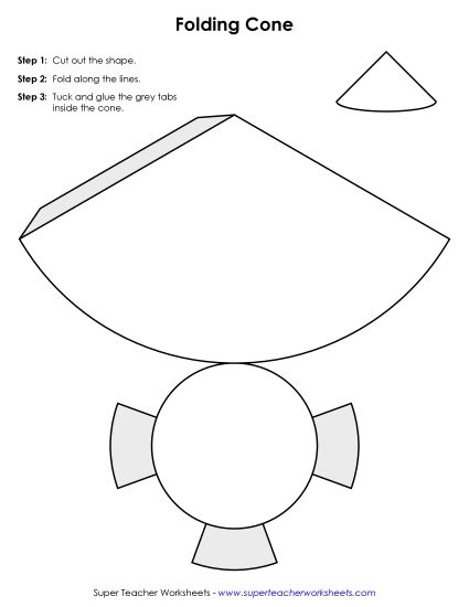 Cut and Fold Nets - Foldable Cone Cut Out Activity (Printable PDF Worksheet)