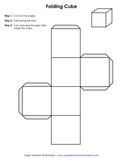 Cut and Fold Nets - Foldable Cube Cut Out Activity (Printable PDF Worksheet)