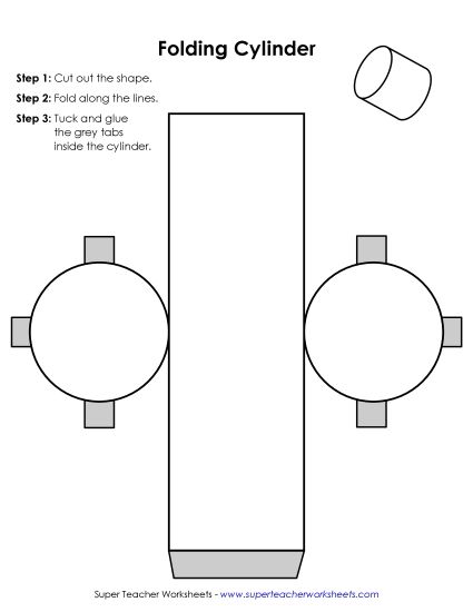Cut and Fold Nets - Foldable Cylinder Cut Out Activity (Printable PDF Worksheet)
