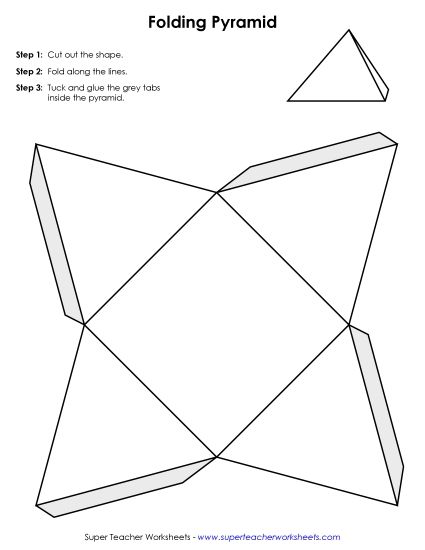 Cut and Fold Nets - Foldable Pyramid Cut Out Activity (Printable PDF Worksheet)