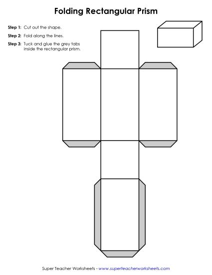 Cut and Fold Nets - Foldable Rectangular Prism Cut Out Activity (Printable PDF Worksheet)
