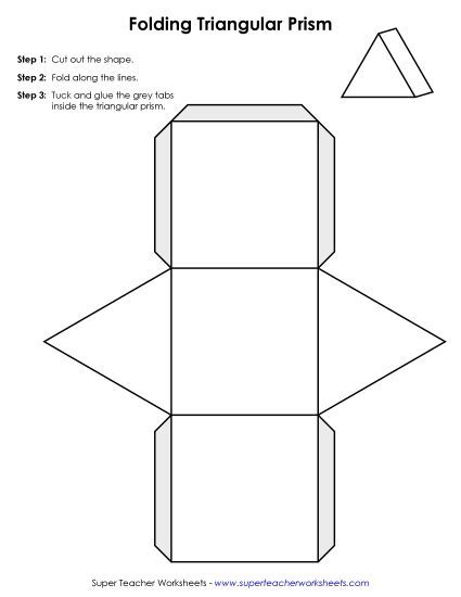 Foldable Solid Shapes (Nets) - Foldable Triangular Prism (Printable PDF Worksheet)