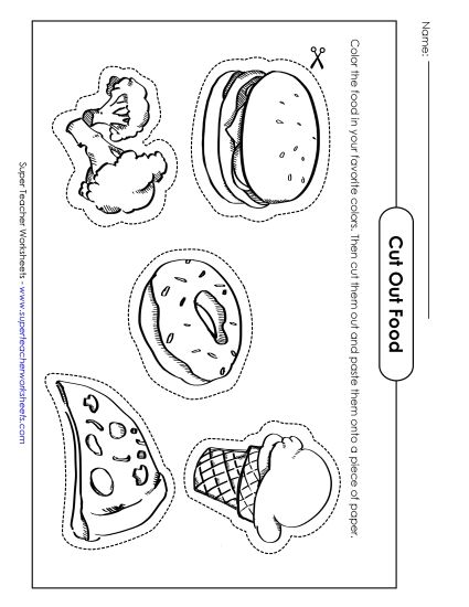 Cut Out Pictures (Small; Harder) - Food Pictures (Printable PDF Worksheet)
