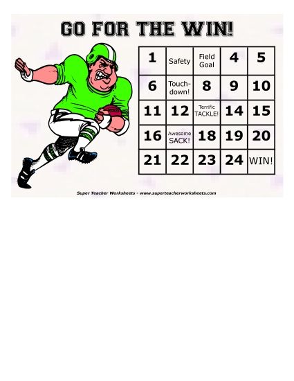 Small Charts - Football Sticker Chart (Printable PDF Worksheet)