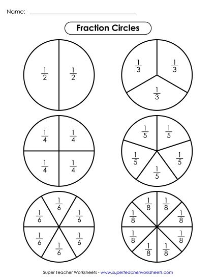 Manipulative Fraction Tools - Fraction Circles Tool (including Fraction Labels) (Printable PDF Worksheet)