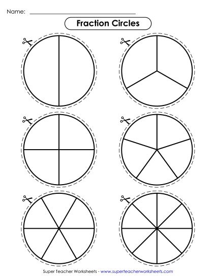 Manipulative Fraction Tools - Fraction Circles Tool (no Fraction Labels) (Printable PDF Worksheet)