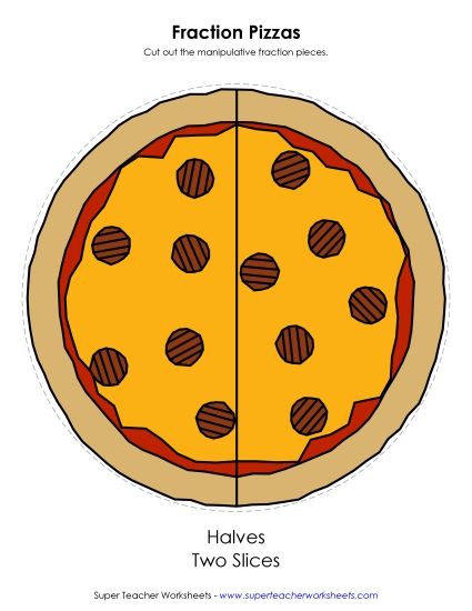 Fraction Pizzas - Fraction Pizzas (Color) (Printable PDF Worksheet)