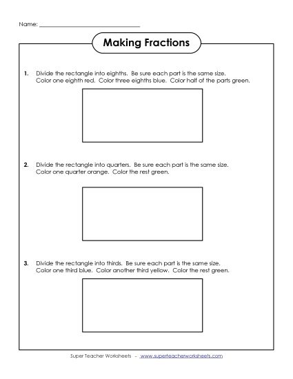 Basic Fraction Worksheets - Fractions of Rectangles (Printable PDF Worksheet)