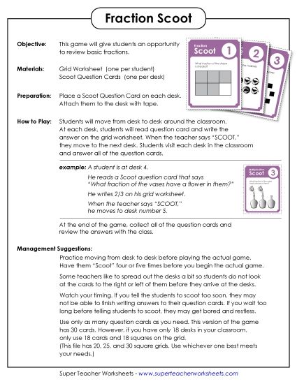 Math - Fractions Printable (Basic) (Printable PDF Worksheet)