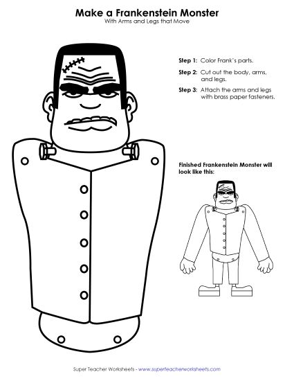 Characters - Frankenstein Cut-Out Craft (Printable PDF Worksheet)