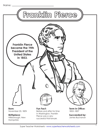 President Fact Sheets - Franklin Pierce Fact Sheet (Printable PDF Worksheet)