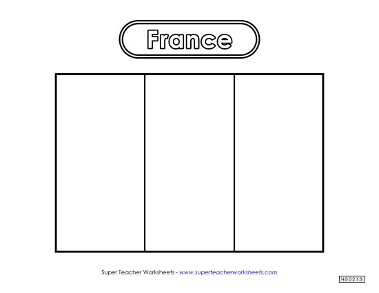 Flag - French Flag (Black & White) (Printable PDF Worksheet)