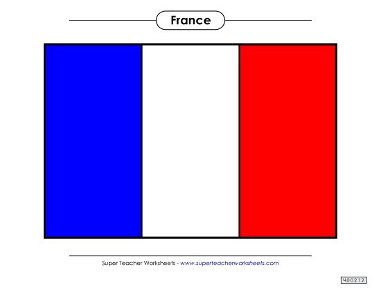 Flag - French Flag (Full Color) (Printable PDF Worksheet)