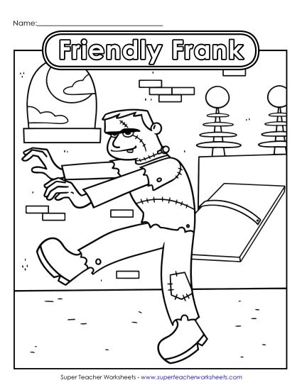 Advanced Pictures (For Older Children) - Friendly Frankenstein (Printable PDF Worksheet)