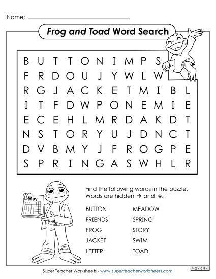 Whole Book - Frog and Toad Word Search  (Printable PDF Worksheet)