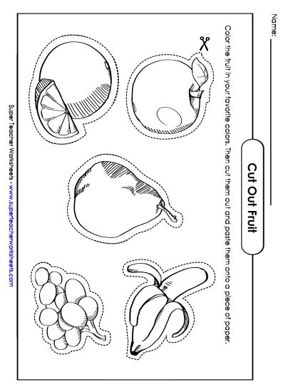 Cut Out Pictures (Small; Harder) - Fruit Pictures (Printable PDF Worksheet)