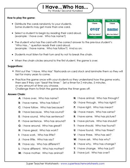 Sight Words (Fry) - Fry: Level 2 (Printable PDF Worksheet)
