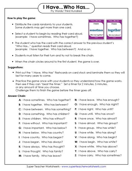 Sight Words (Fry) - Fry: Level 3 (Printable PDF Worksheet)