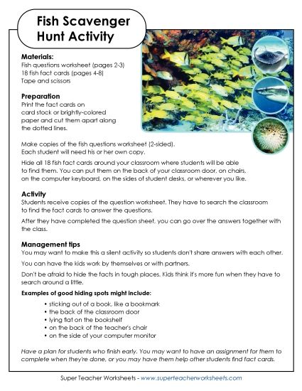 Scavenger Hunts - Fun Fish Scavenger Hunt Activity (Printable PDF Worksheet)