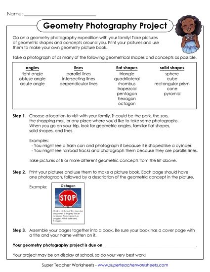 Identifying Shapes - Geometry Photography Project (Printable PDF Worksheet)