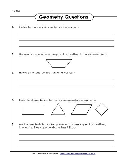 Geometry Thinking Questions (Printable PDF Worksheet)